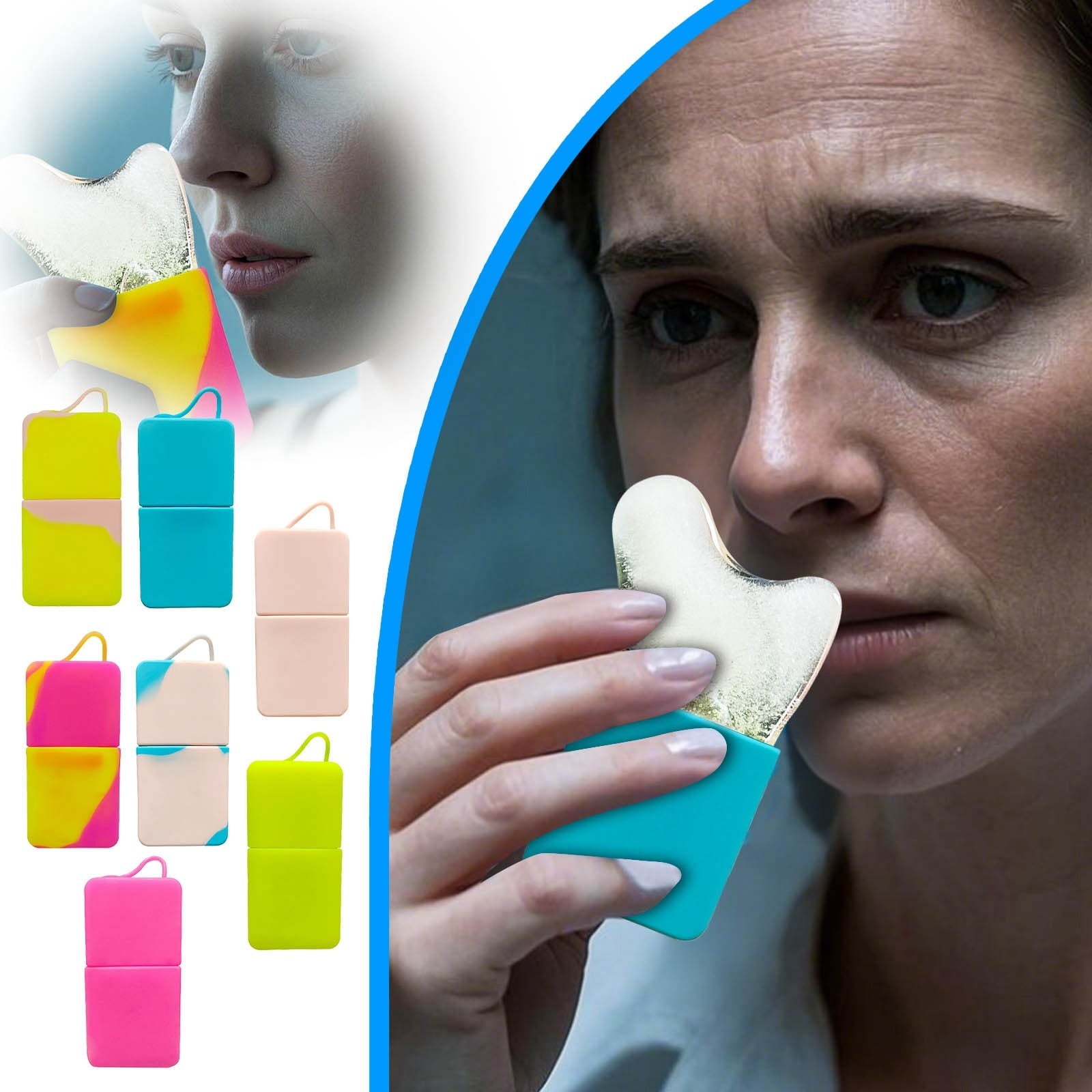 Beauty Instrument Silicone Ice Scraper Gua Sha Set for Face Eyes and Neck - Skin Care Tools to Brighten Complexion and Enhance Natural