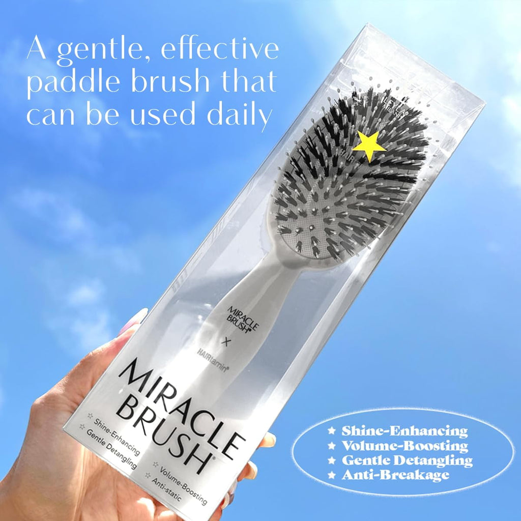 HAIRtamin Miracle Detangling Brush, One Size, White – Gentle Hair Detangler for Adults and Kids