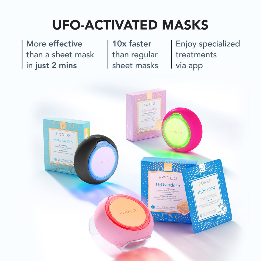 FOREO UFO 3 - LED Facial Treatment Device with T-Sonic and Mask Care Technology - Black