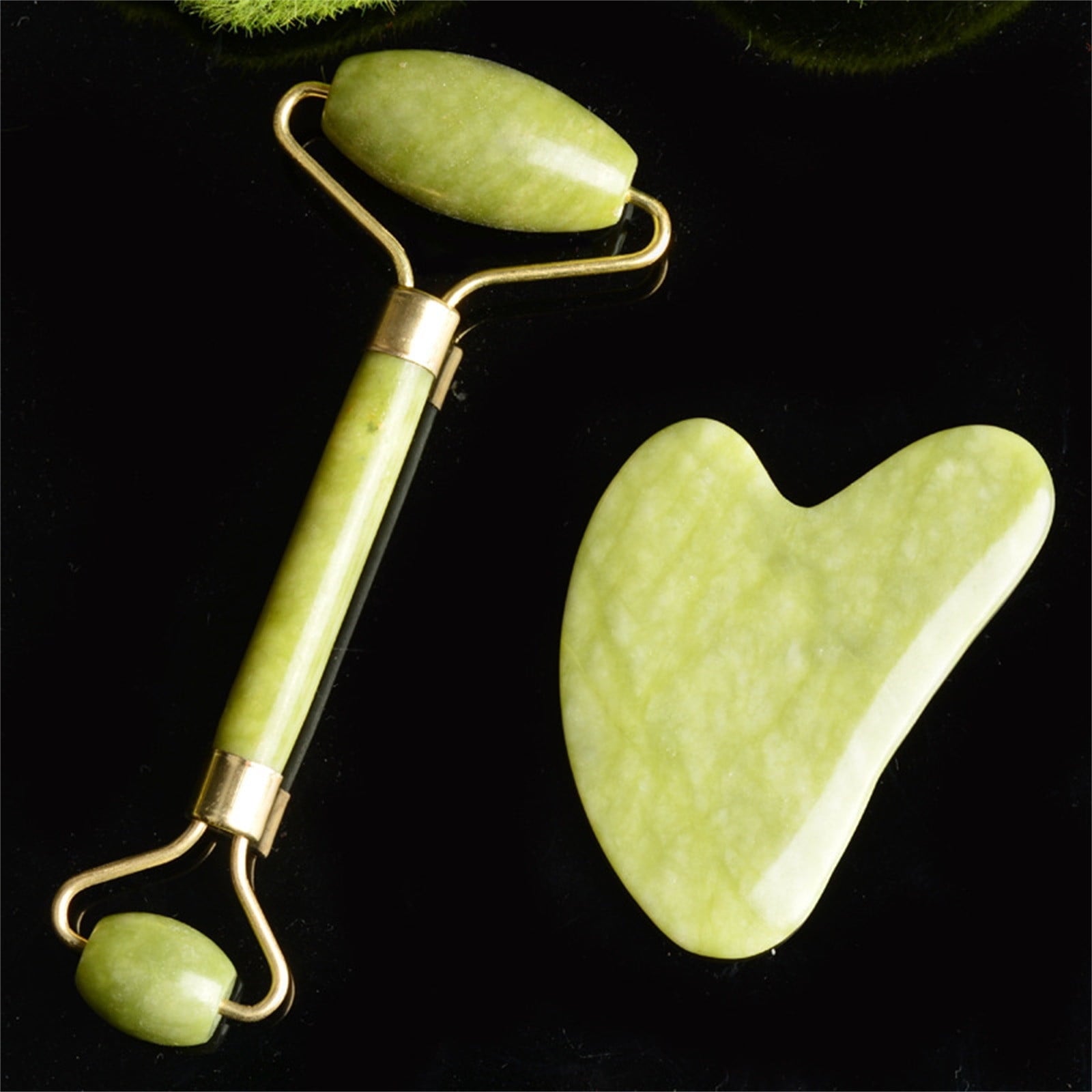 Banzch 2pc Natural Facial Beauty Massage Tool Jade Roller Face Thin Set,Mothers Day Gifts