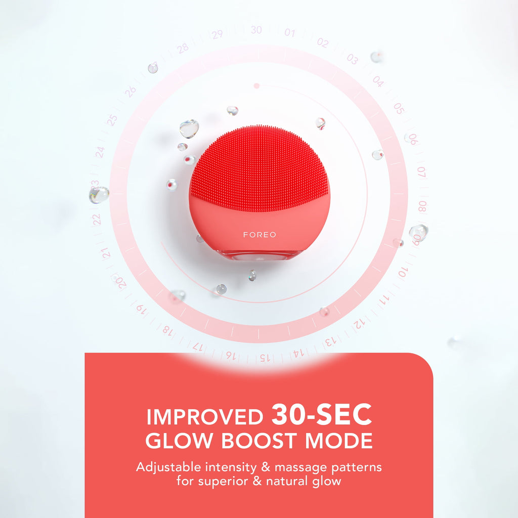FOREO LUNA 4 Mini – Pearl Pink Silicone Facial Cleansing Brush with T-Sonic Pulsations - Coral