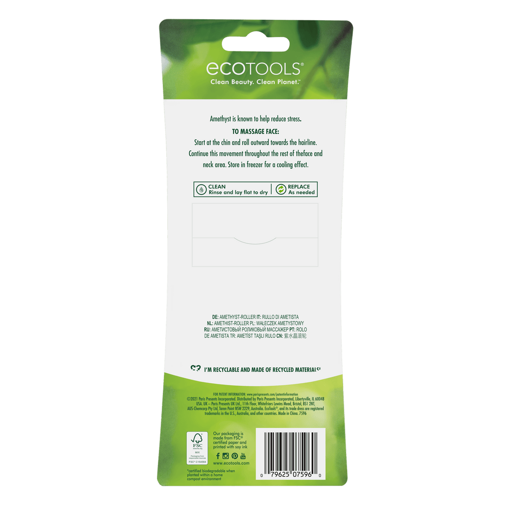 EcoTools Amethyst Face Roller and Massager, Depuff and Sculpt, Facial Tool, 1 Count