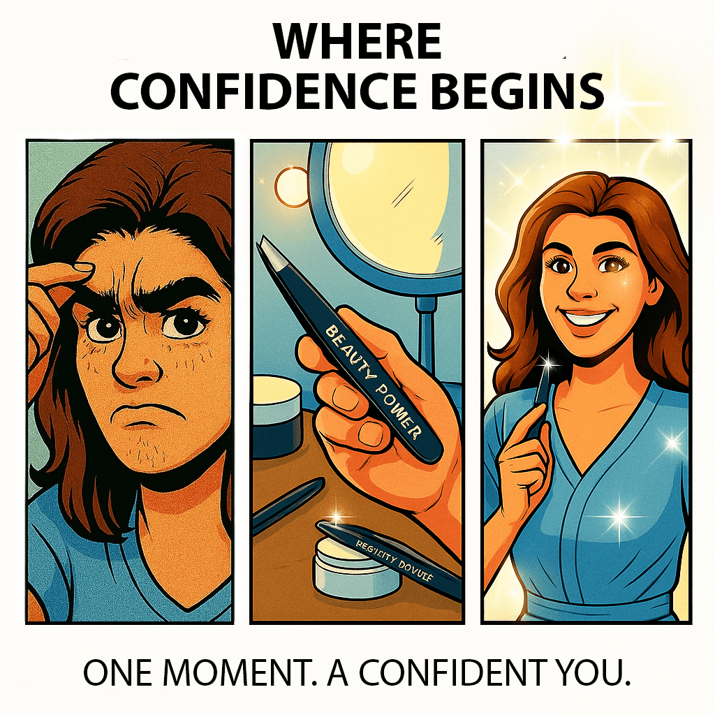 Beauty Power Professional Tweezers in Case - Slant, Durable Lightweight German Stainless Steel, Ultra Precision Tweezers for Eyebrows, Facial Hair, Chin, and Ingrown Hair Removal - Gift (Gold)