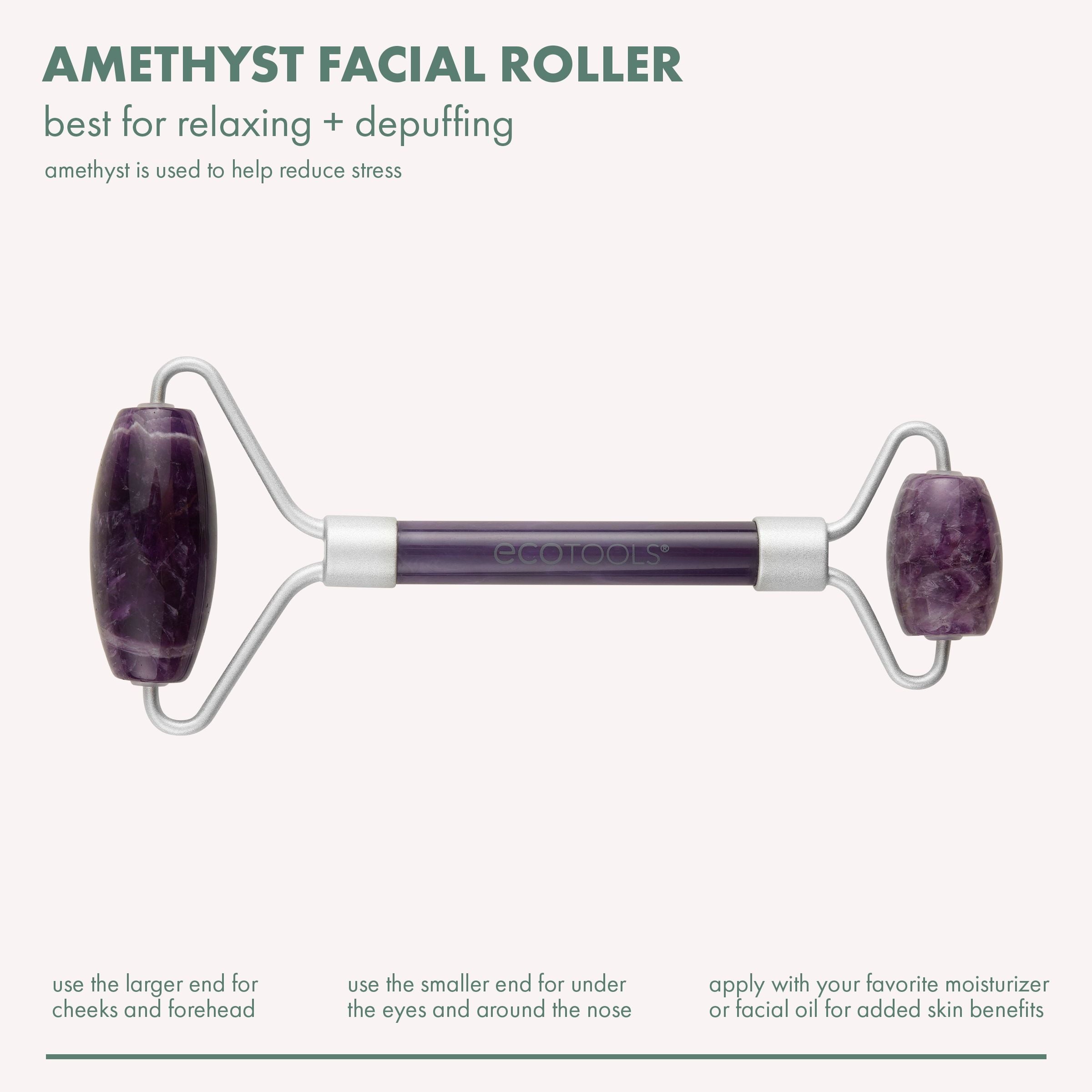 EcoTools Amethyst Face Roller and Massager, Depuff and Sculpt, Facial Tool, 1 Count
