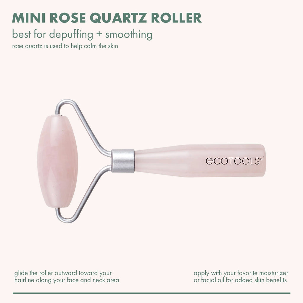 EcoTools Mini Rose Quartz Facial Roller and Massage Roller, Skincare and Sculpting Tool,1 Count