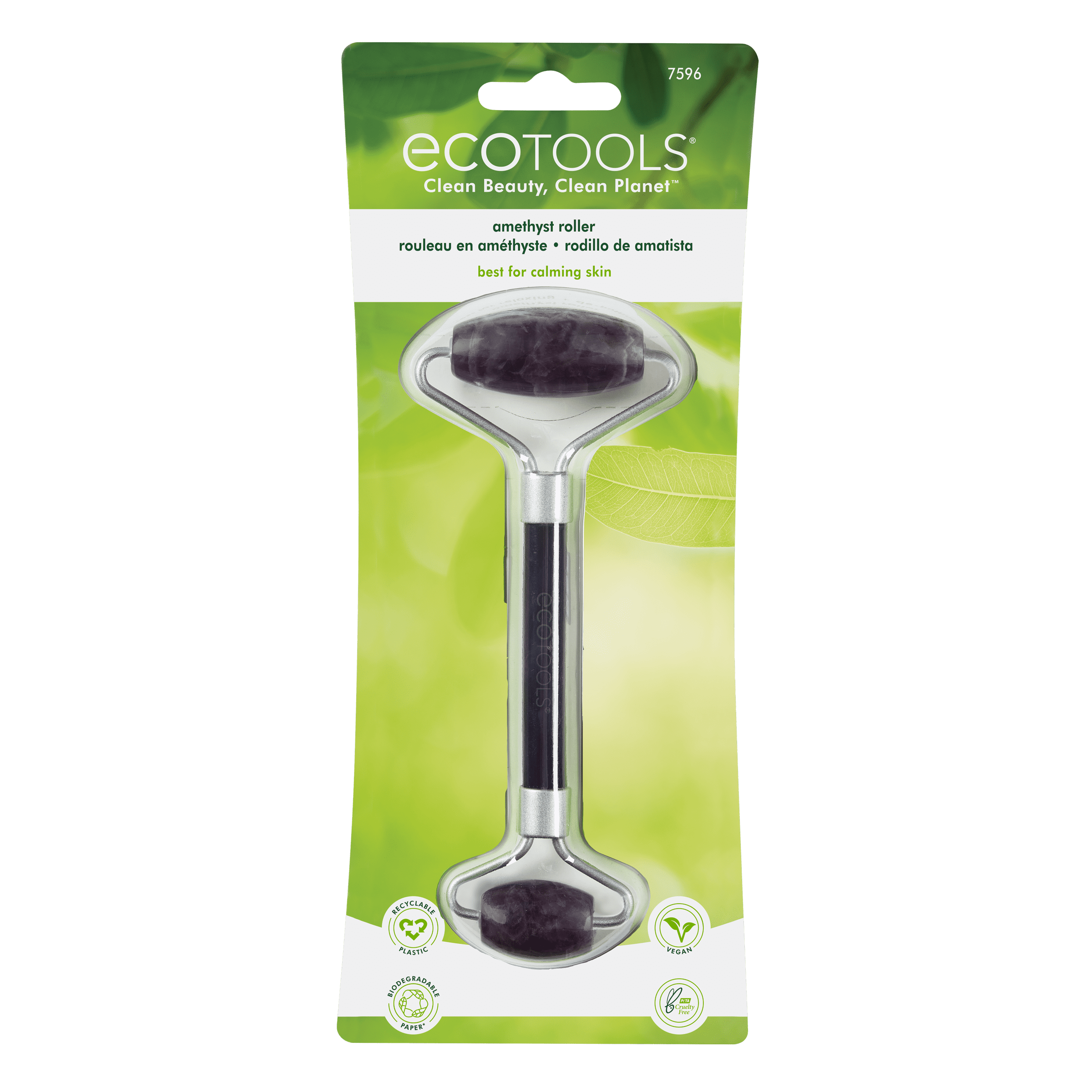 EcoTools Amethyst Face Roller and Massager, Depuff and Sculpt, Facial Tool, 1 Count